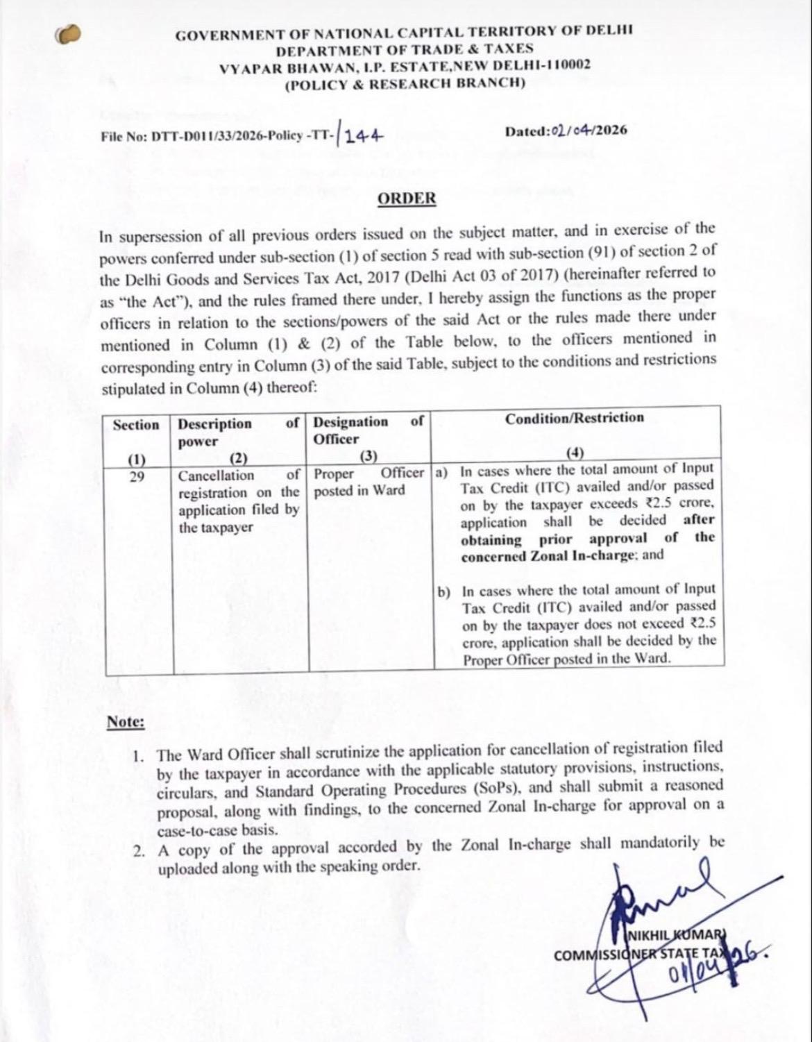Cancellation under GST becomes more difficult in Delhi
